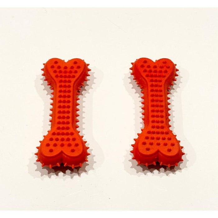 2x Dog Toys Bone Rubber Teething Dental Care Cleaning Aggressive Chewer Pet Toy