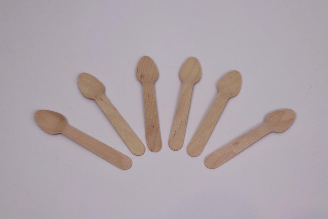 1000x Wooden Cutlery Disposable Small Teaspoons Taster Spoons Wood Bulk 11cm