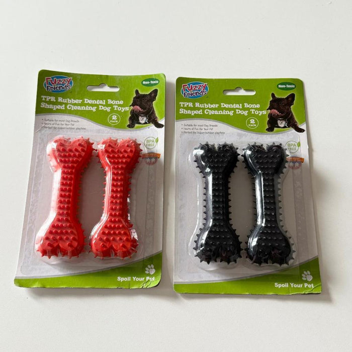 2x Dog Toys Bone Rubber Teething Dental Care Cleaning Aggressive Chewer Pet Toy