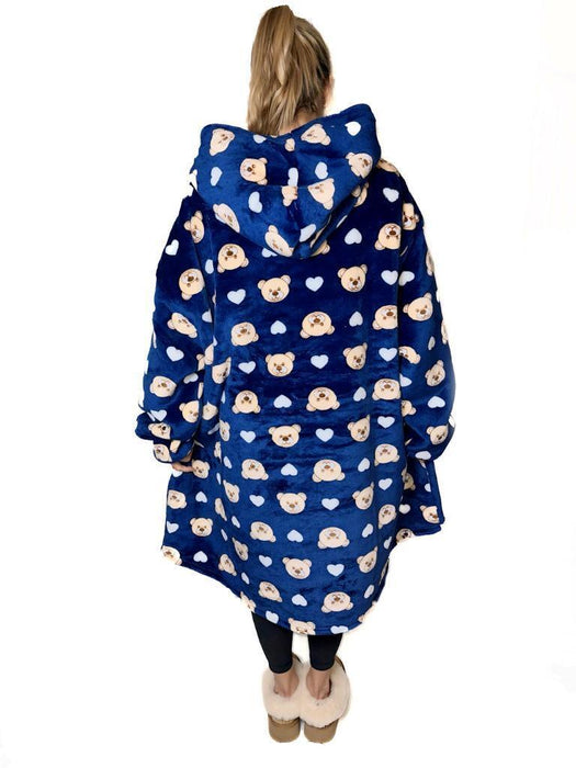 Hooded Blanket Soft Cozy Warm Fleece Wearable Oversize Blanket Hoodie