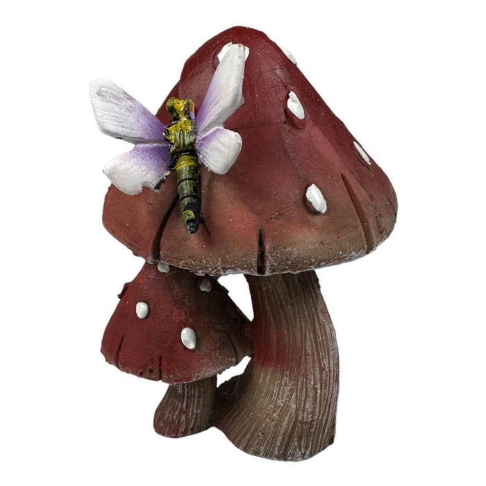 Miniature Fairy Garden Double Mushroom with Butterfly Dragonfly Ladybug or Bee