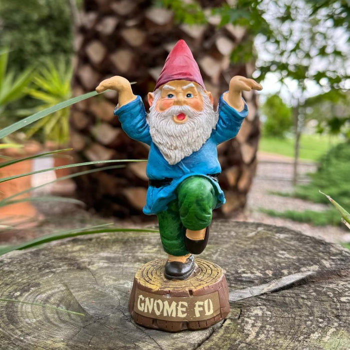 Garden Gnomes Statue Kung Fu Gnome Crazy Funny Gnome Garden Décor Ornament 14cm