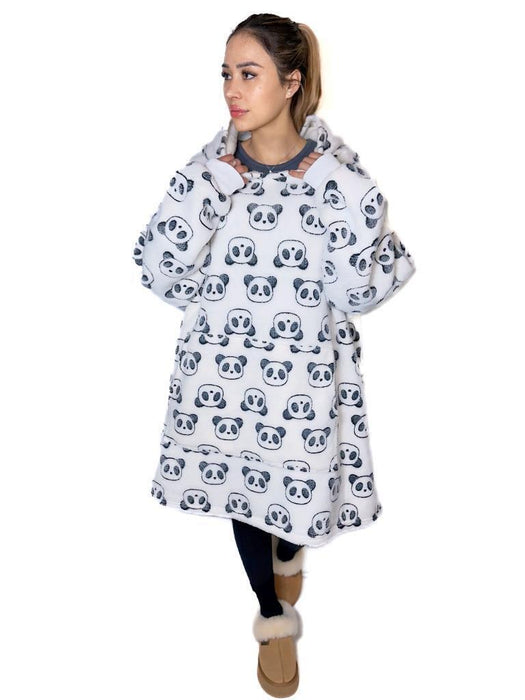 Hooded Blanket Soft Cozy Warm Fleece Wearable Oversize Blanket Hoodie