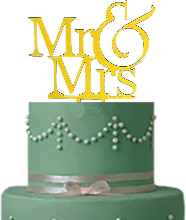 Mr & Mrs Cake Topper Gold Wedding Cake Topper Wedding Anniversary Party Acrylic