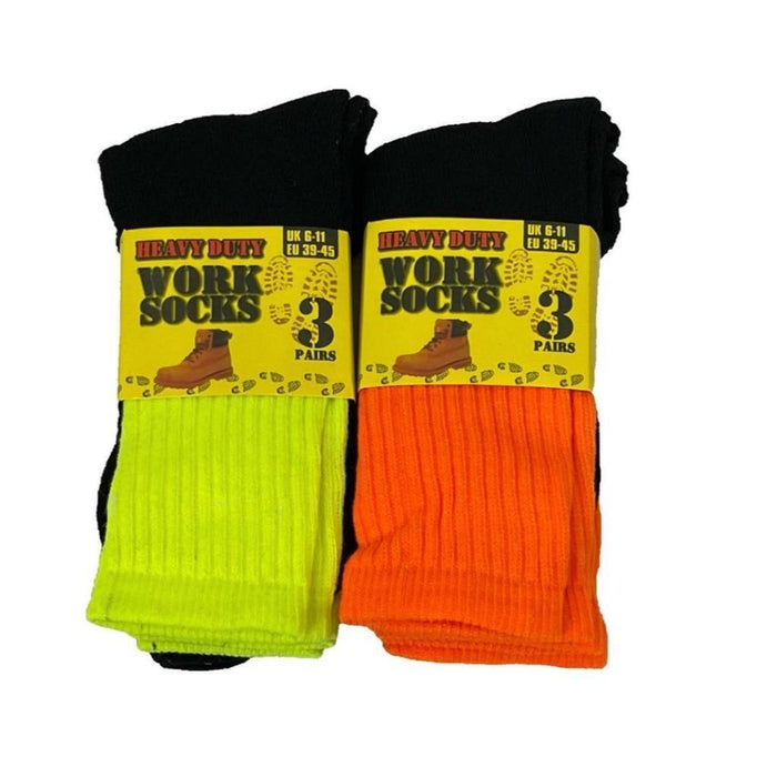 Heavy Duty Work Socks Hi Vis Warm Winter Thermal Crew Sock Men Orange Yellow