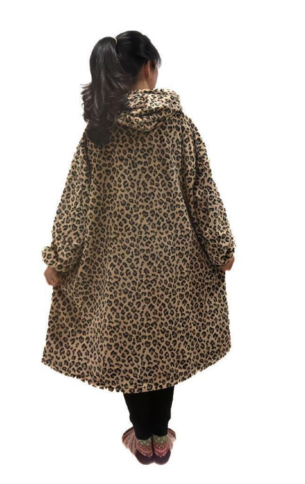 Hooded Blanket Soft Cozy Warm Fleece Wearable Oversize Leopard Blanket Hoodie