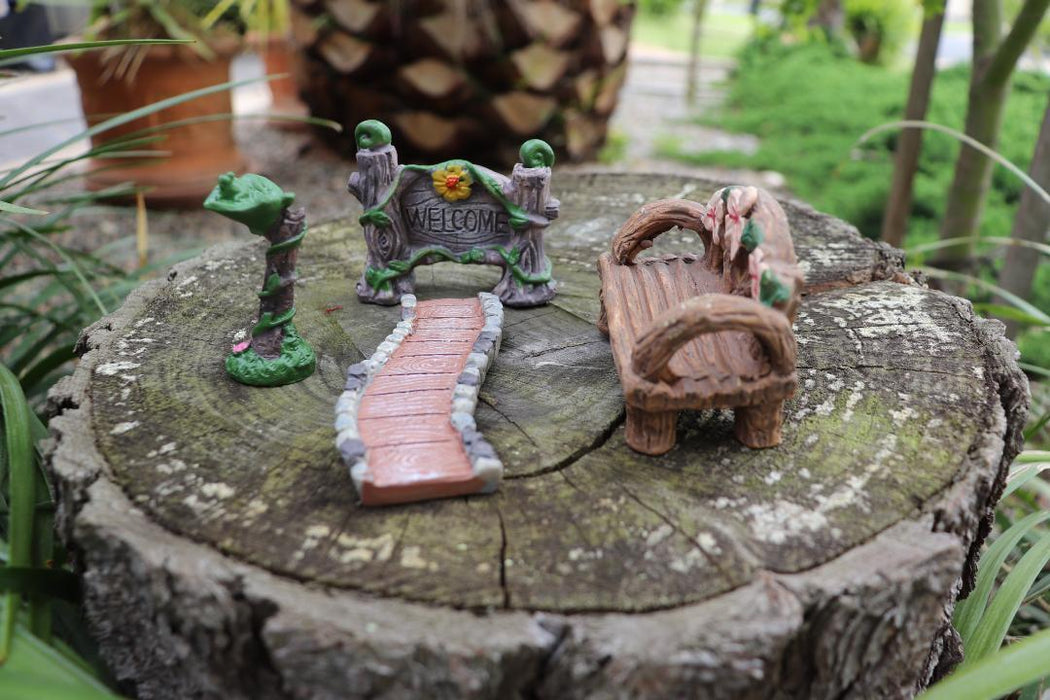 Miniature Fairy Garden Accessories Mini Fairy Ornaments Welcome Sign Set of 4