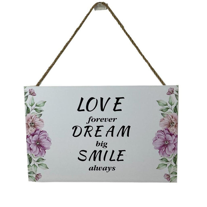 Wooden Home Sign Wall Decor Love Forever Dream Big Smile Always Country Signs