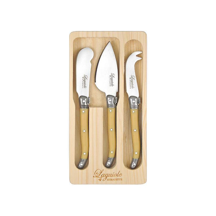 Etiouette Laguiole Cheese Knife Set Stainless Steel Knives Ivory Colour 3pcs