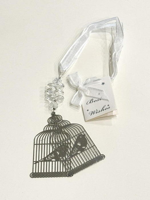 Wedding Bridal Charms Good Luck Charm Diamante Silver Bird Cage Charm