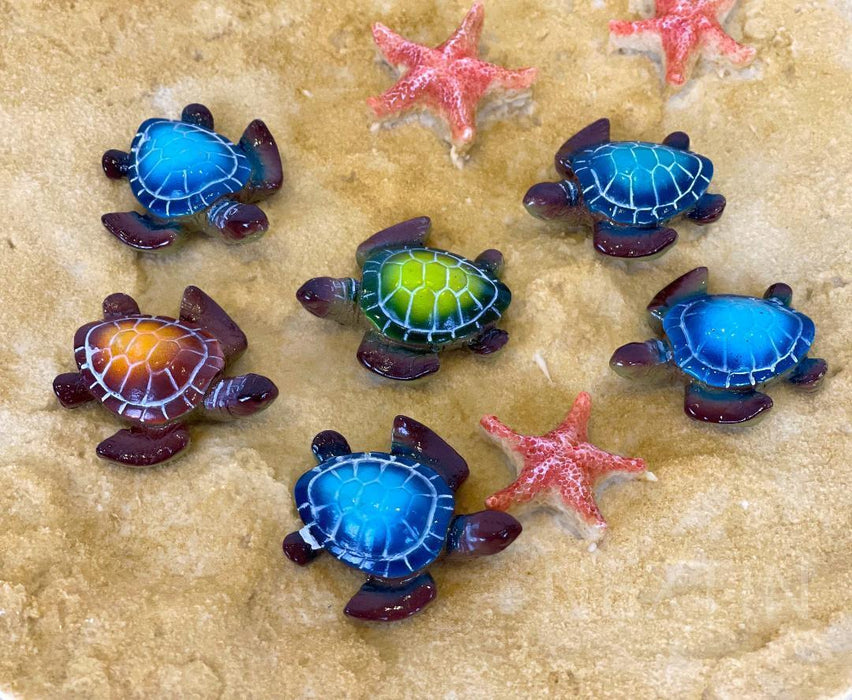 Miniature Sea Turtle Figurine Statue set of 6 Mini Turtles Indoor Outdoor Garden