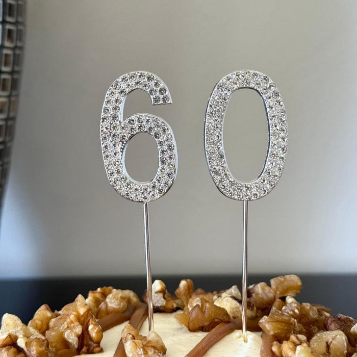 60th Birthday Cake Topper 60 Year Cake Topper Cake Decorations Diamonte