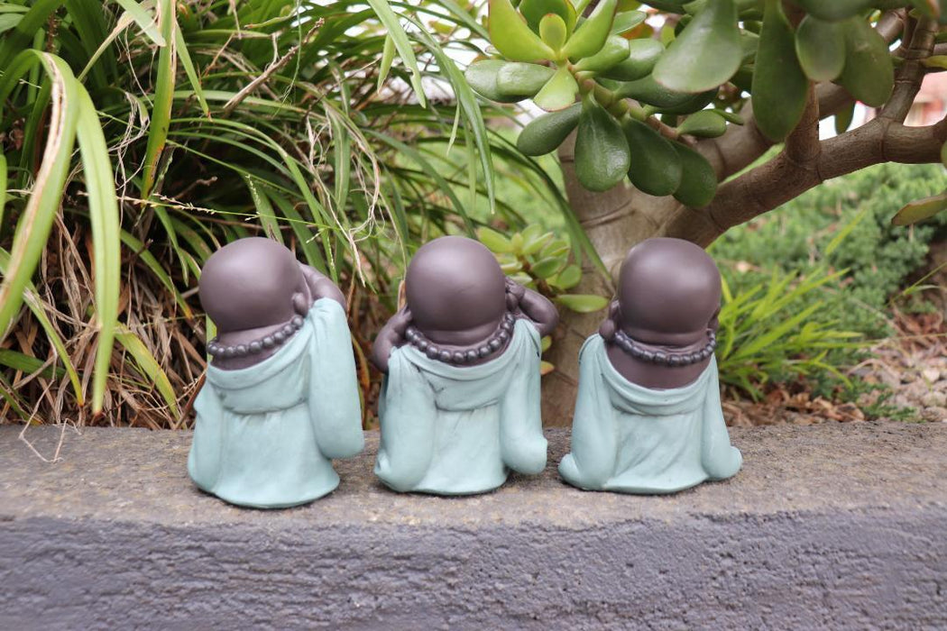 Buddha Statues Wise Monks No Evil See Speak Hear Ornament Figurines Set of 3