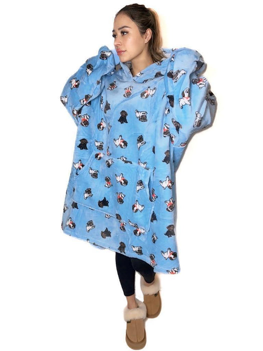 Hooded Blanket Soft Cozy Warm Fleece Wearable Oversize Blanket Hoodie