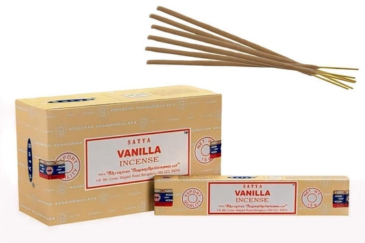 Satya Vanilla Incense Sticks – 6 or 12 Boxes