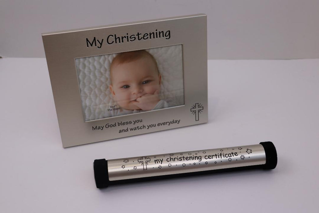 Baby Christening Certificate Holder Keepsake Newborn Baby Shower Photo Gift Set