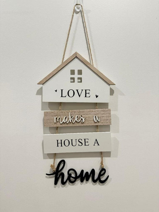 Home Sign Wooden Sign Love Makes a House a Home Hanging Home Signs Wall Decor