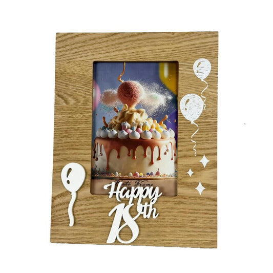 18th Birthday Photo Frame Eighteenth Birthday Gift Wooden Brown color 22cm