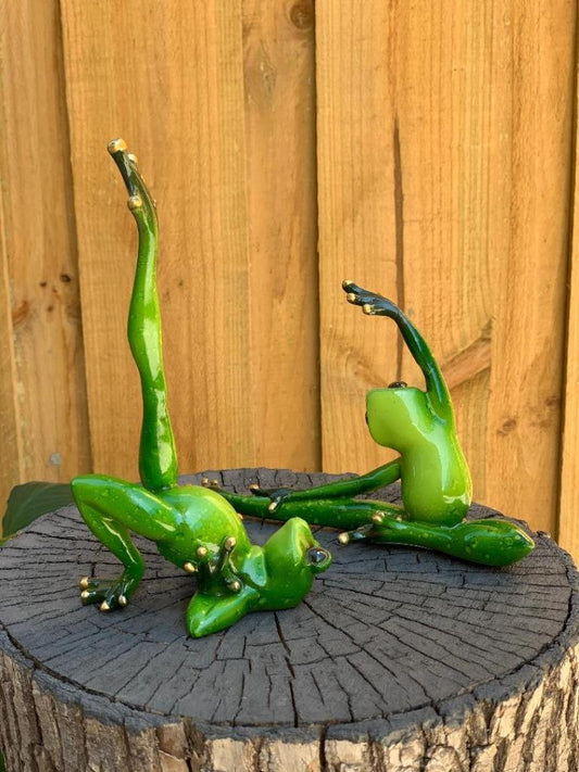 2x Yoga Frog Frogs Decorative Figurines Funny Garden Home Décor Ornament
