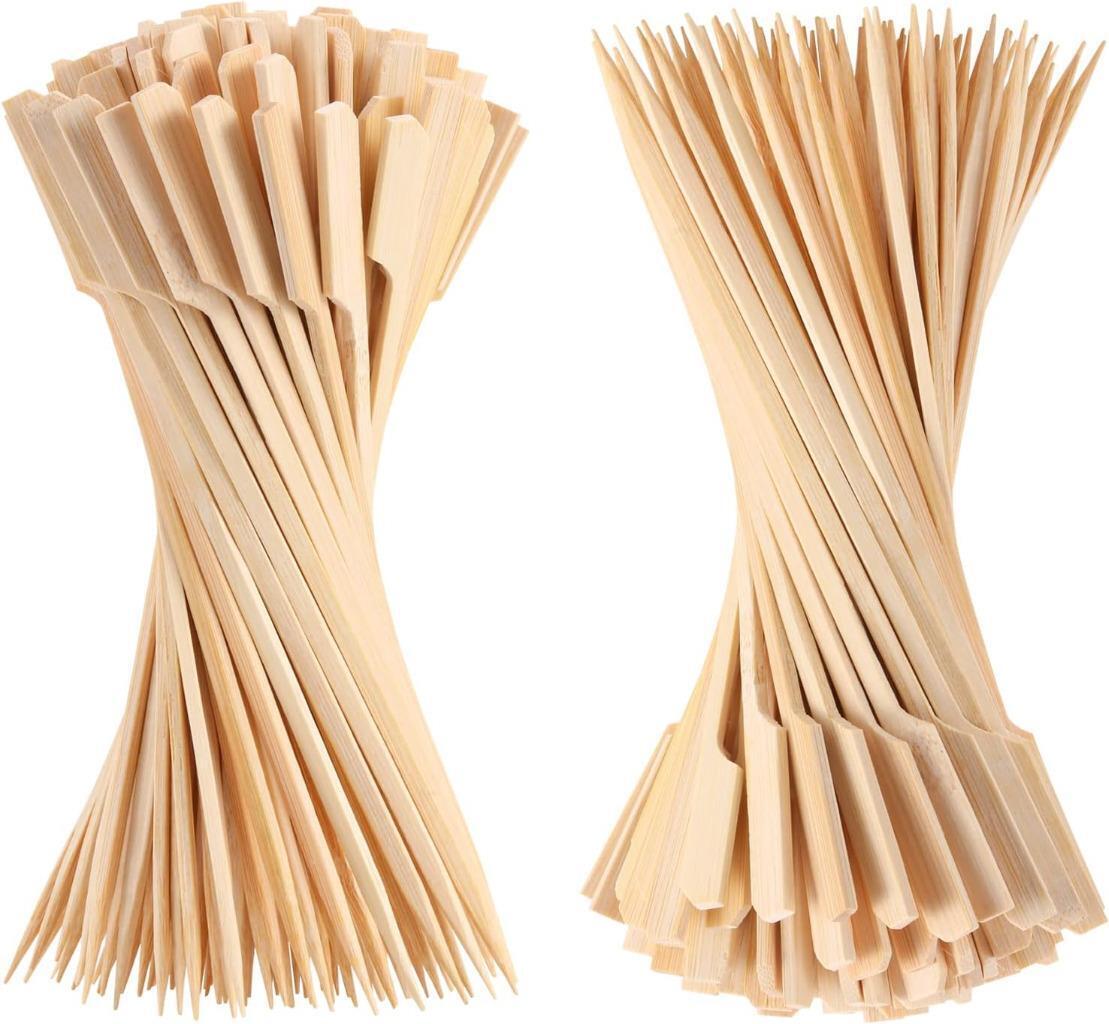 600x Bamboo Paddle Skewers Sticks Wooden Picks BBQ Fruit Cocktail Party 12cm