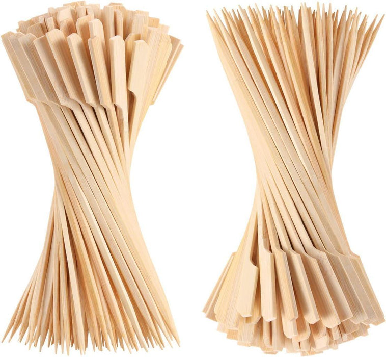 600x Bamboo Paddle Skewers Sticks Wooden Picks BBQ Fruit Cocktail Party 12cm