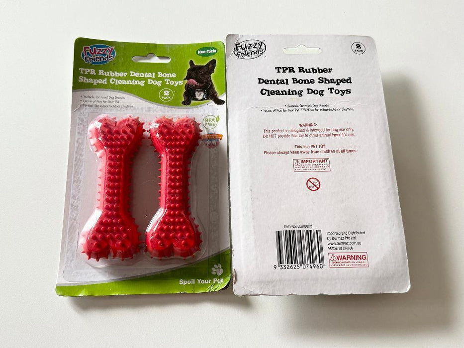 2x Dog Toys Bone Rubber Teething Dental Care Cleaning Aggressive Chewer Pet Toy