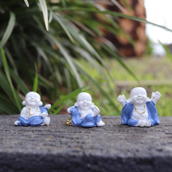 Miniature Laughing Buddha Statue Happy Lucky Mini Garden Fengshui Decor