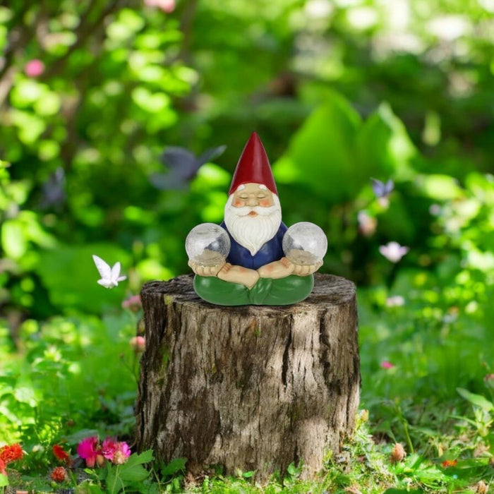 30cm Solar Powered Garden Gnome Gnomes Meditating Lights Gnome Garden Ornament