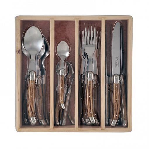 Chateau Laguiole French Design Cutlery Set 24pcs Stainless Steel Dinner Wood