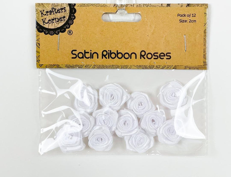 White Mini Roses Flowers Ribbon Bows Craft Artificial Wedding Applique Sewing