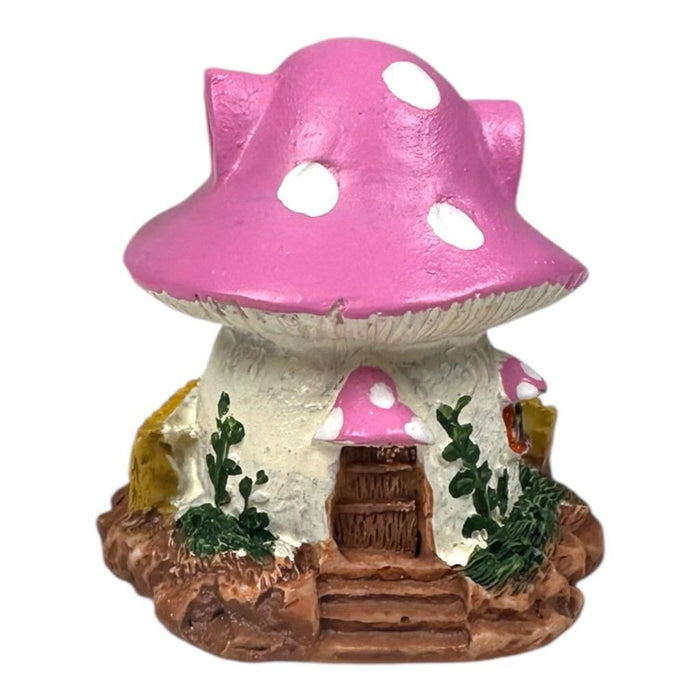 Miniature Fairy Garden Mushroom House Blue Yellow Pink Red Set of 4