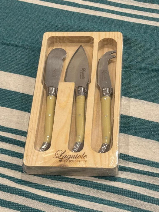 Etiouette Laguiole Cheese Knife Set Stainless Steel Knives Ivory Colour 3pcs