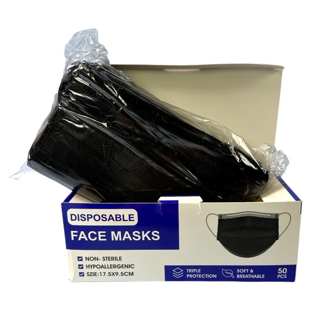 50-200Pcs Disposable Face Mask Protective Masks 3 layer Melt blow Filter-BLACK😷