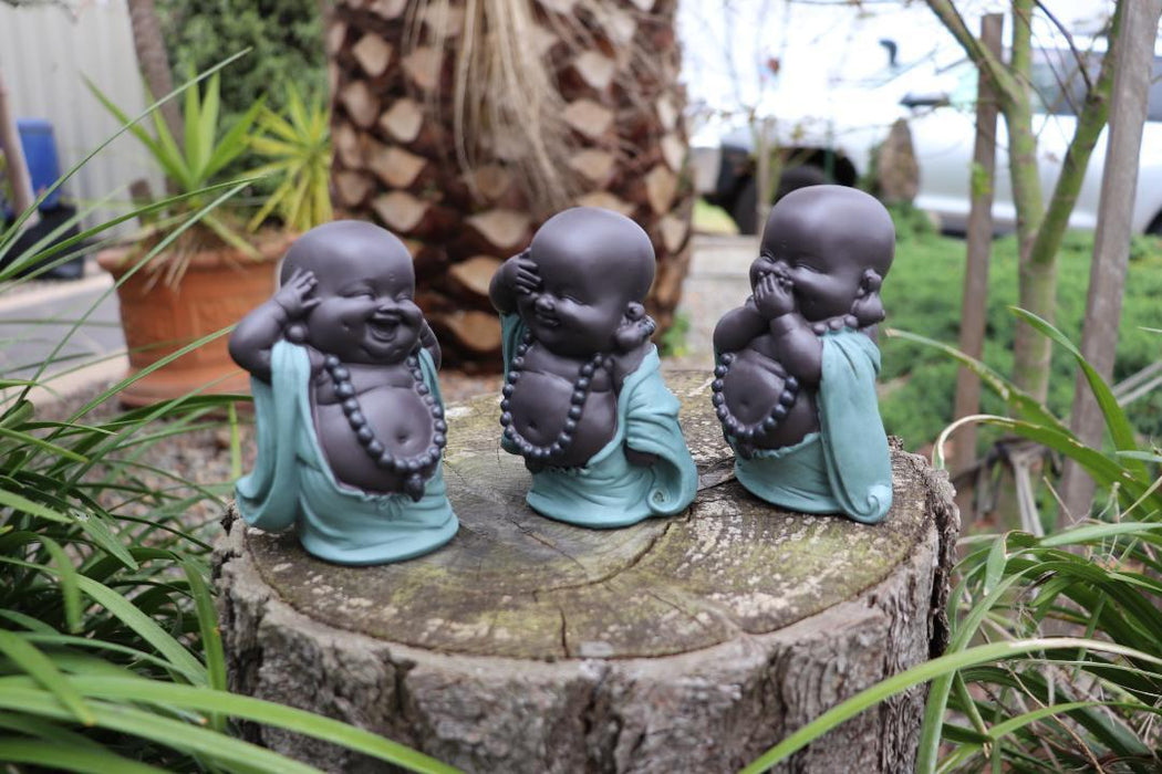 Buddha Statues Wise Monks No Evil See Speak Hear Ornament Figurines Set of 3