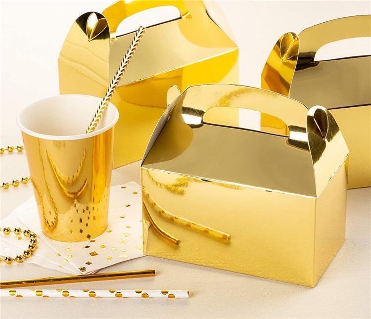 Treat Box Party Favor Desert Boxes Lolly Candy Paper Gift Boxes Bulk Gold 20cm