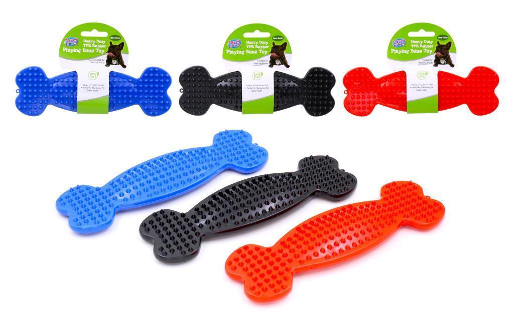 3 x Novelty Dog Toys Bone Rubber Heavy Duty Bone Teething Dental Chew Pet Toy