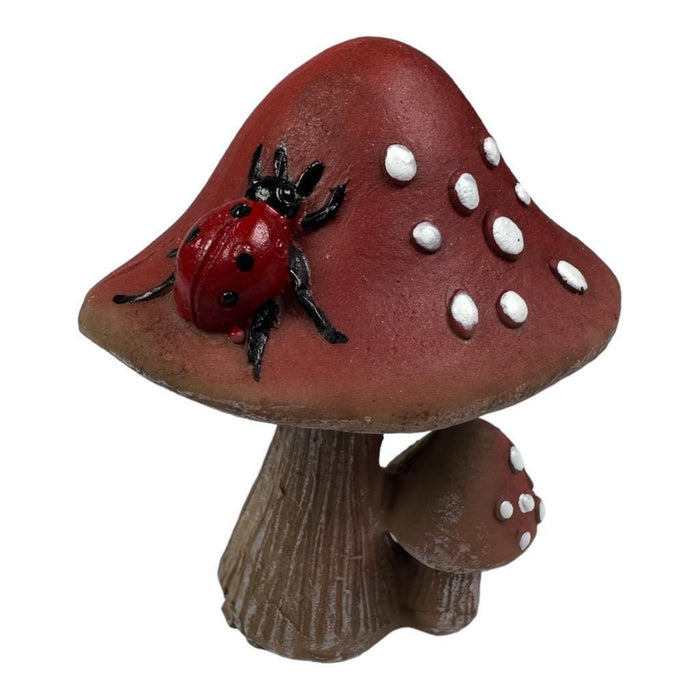 Miniature Fairy Garden Double Mushroom with Butterfly Dragonfly Ladybug or Bee