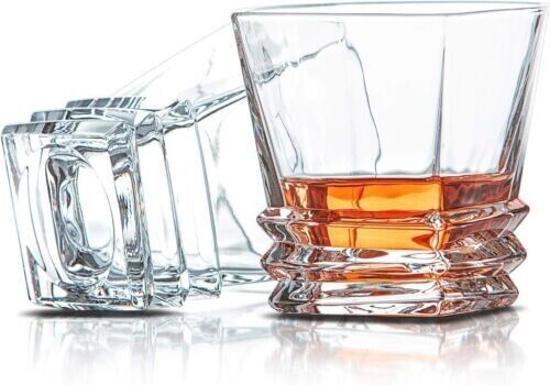 Crystal Decanter & Whiskey Glasses Set Bourbon Scotch Gift Fathers day Christmas