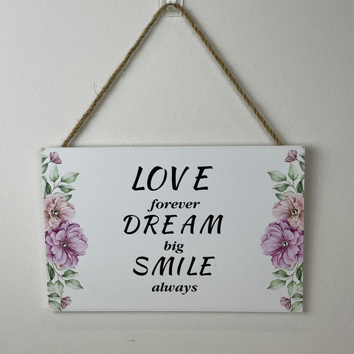 Wooden Home Sign Wall Decor Love Forever Dream Big Smile Always Country Signs