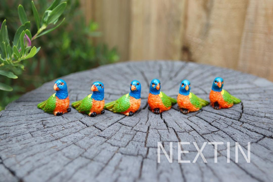 Miniature Bird Decorative Figurines Mini Rainbow lorikeet Birds Fairy Garden 6pc