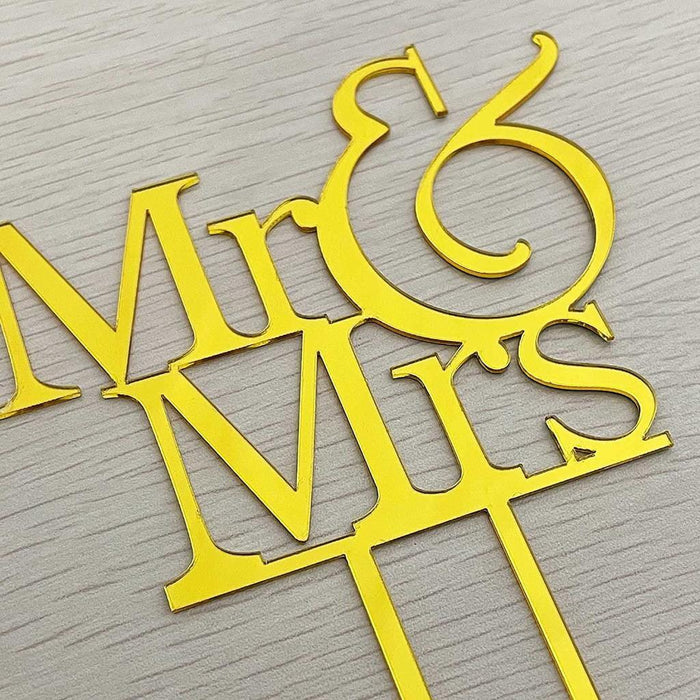 Mr & Mrs Cake Topper Gold Wedding Cake Topper Wedding Anniversary Party Acrylic