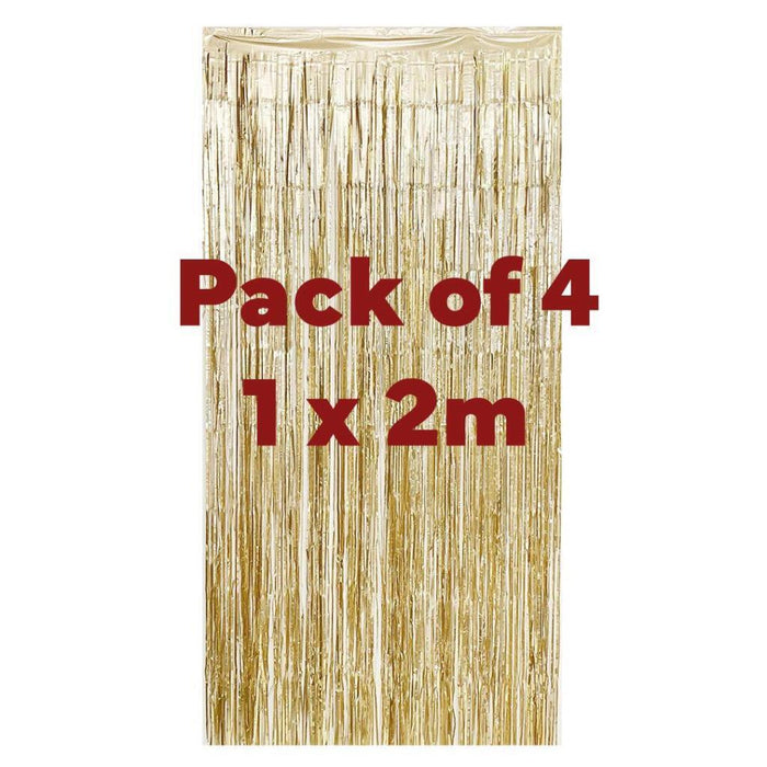 4x Foil Metallic Fringe Tinsel Curtain Gold Backdrop Door Party Decorations 1x2m