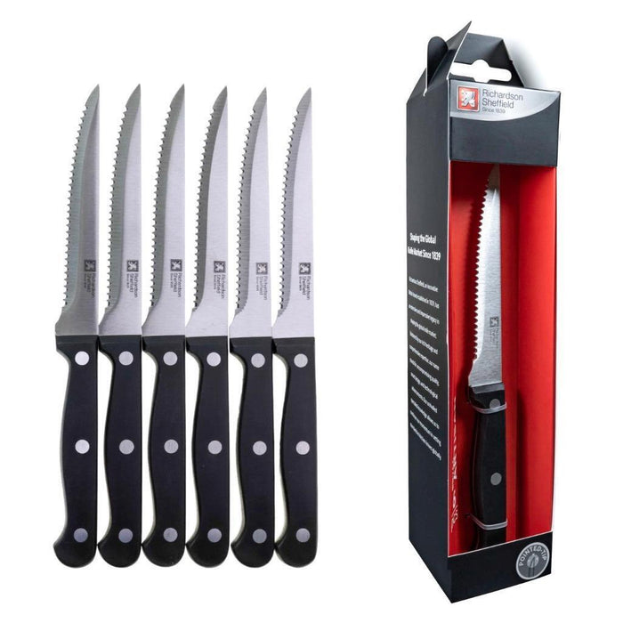 Richards Sheffield Deluxe Steak Knife Set Stainless Steel Blade 6pcs Knives