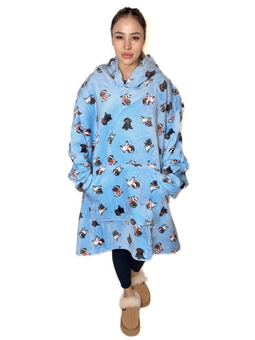 Hooded Blanket Soft Cozy Warm Fleece Wearable Oversize Blanket Hoodie