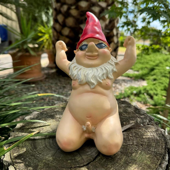 Garden Gnome Kneeling Naked Nude Gnomes Naughty Garden Ornament Kneel Down Red