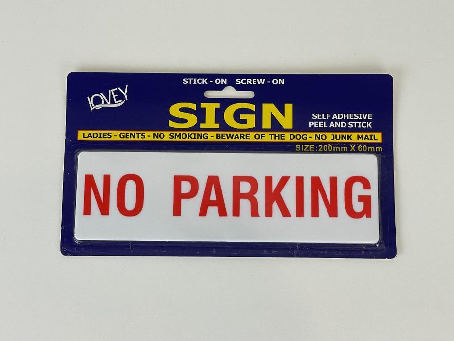 No Parking Sign with Self Adhesive White No Parking Plaque Sticker Shop Office