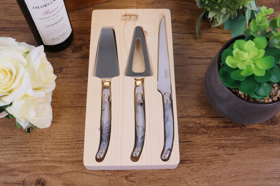 Laguiole Cake Lifter Slicer Server Knife Set French Stainless Steel 3pcs Wedding