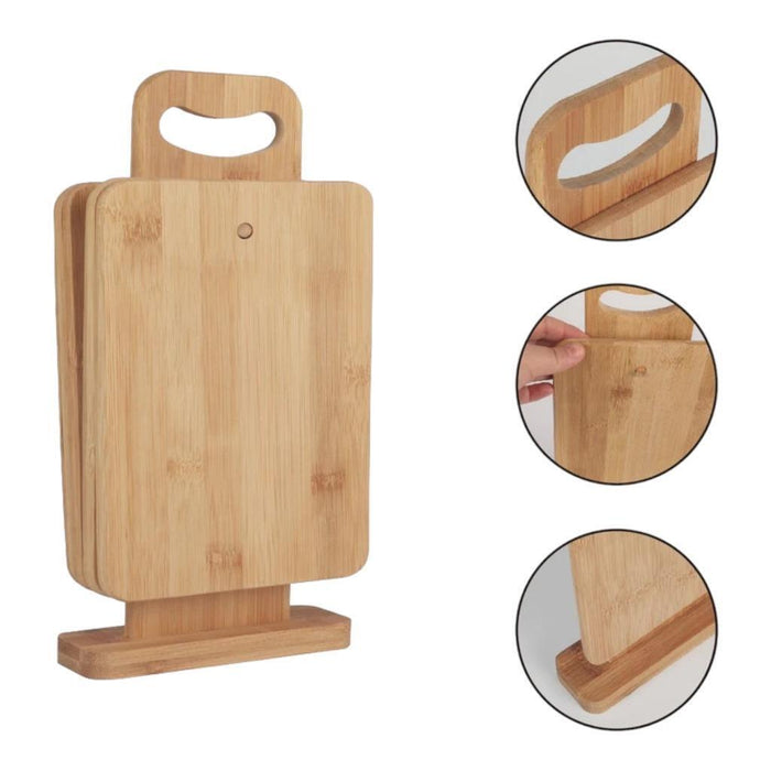 4 Piece Chopping Block Set With Display Serving Cutting Chopping Boards & Knives