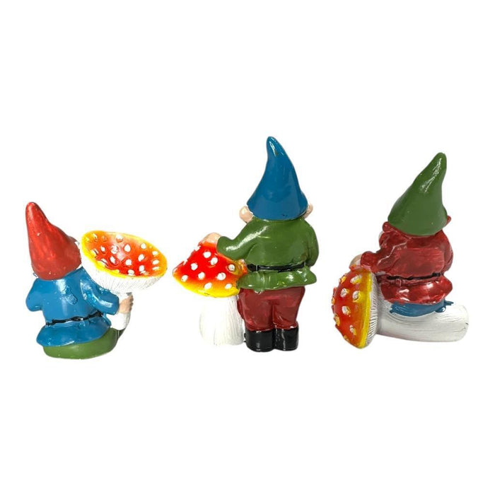 7cm Garden Gnomes With Mushroom Statue Figurine Fairy Garden Accessories 3pcs