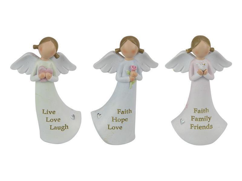 3x Angel Statue Inspirational Wording Wing Angles Religious Decor Figurine 12cm